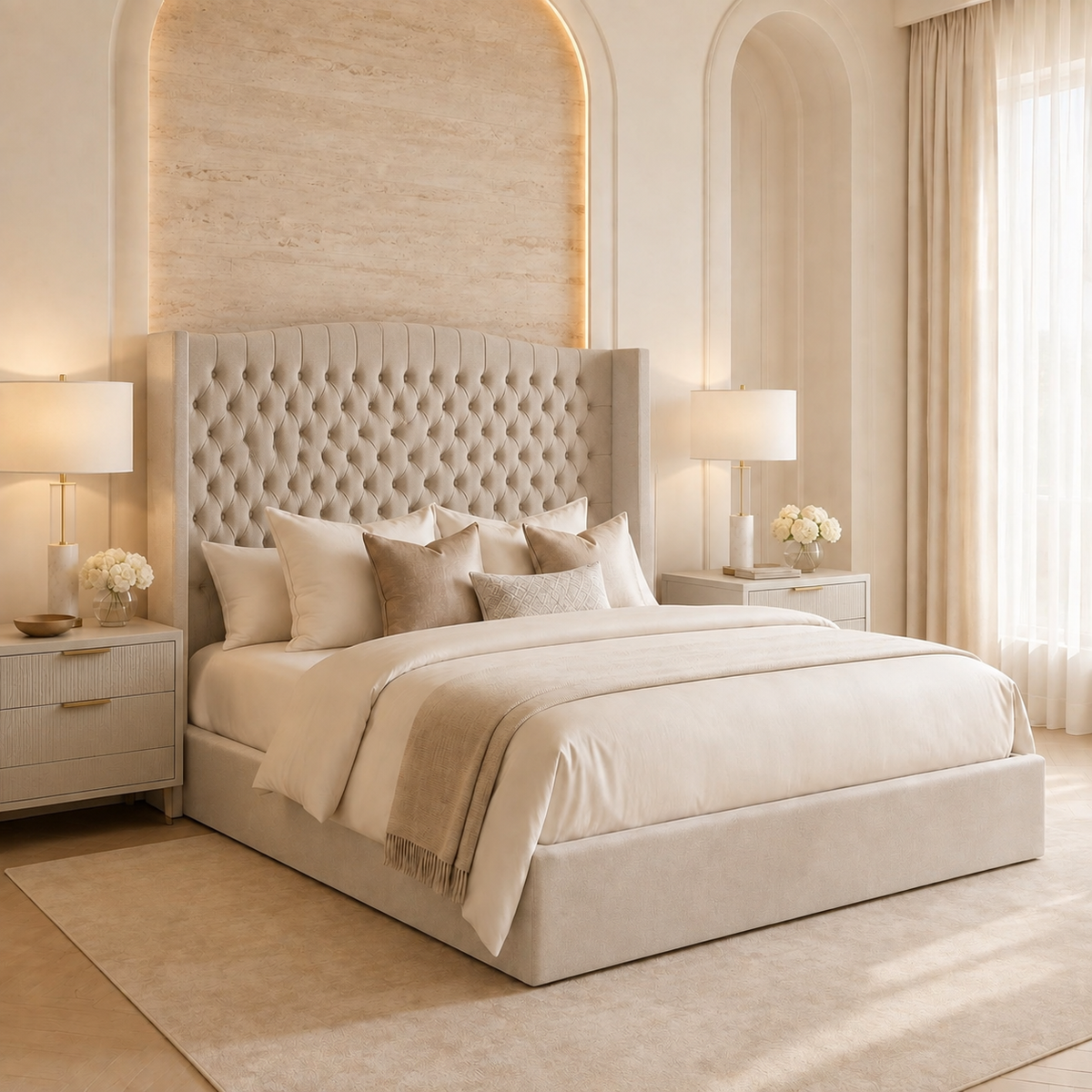 Victoria Curved Top Winged Upholstered Frame