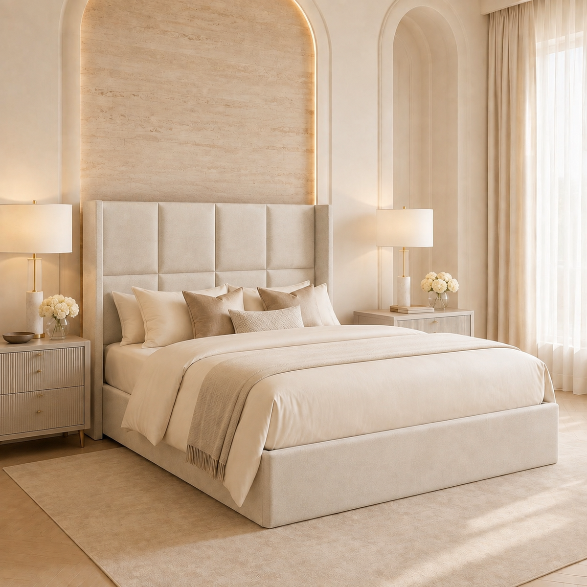 Monarch Straight Winged Upholstered Bed Frame