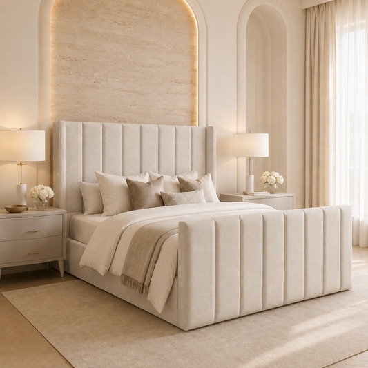 Albert Straight Winged Upholstered Bed Frame