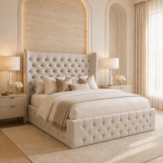 Jacob Wide Winged Upholstered Chesterfield Bed