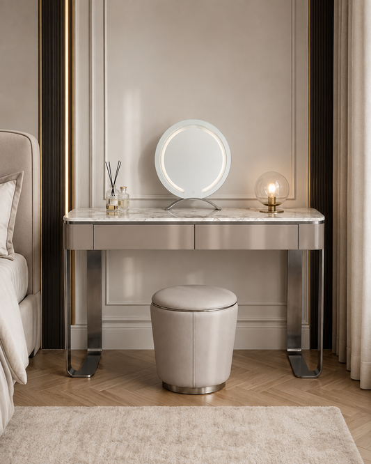 Kirsten Dressing Table with LED Mirror, Marble