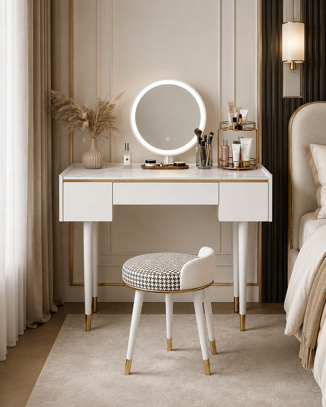 Dressing Table With LED Mirror, Clearance, Blcak