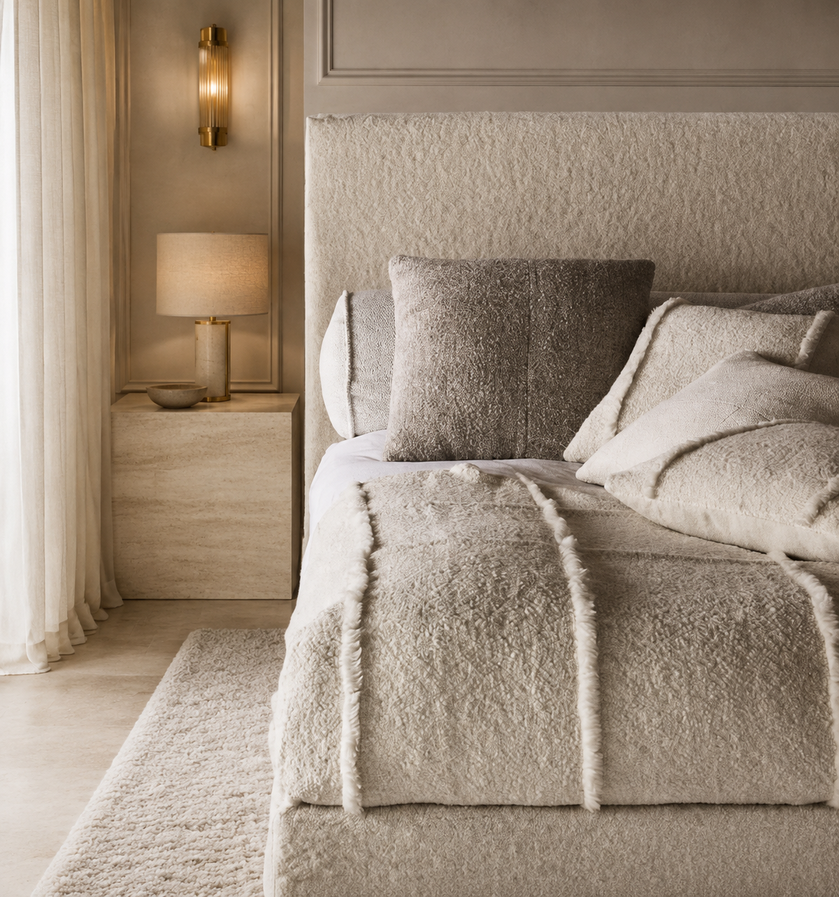 Venice Boucle Upholstered Bed Frame