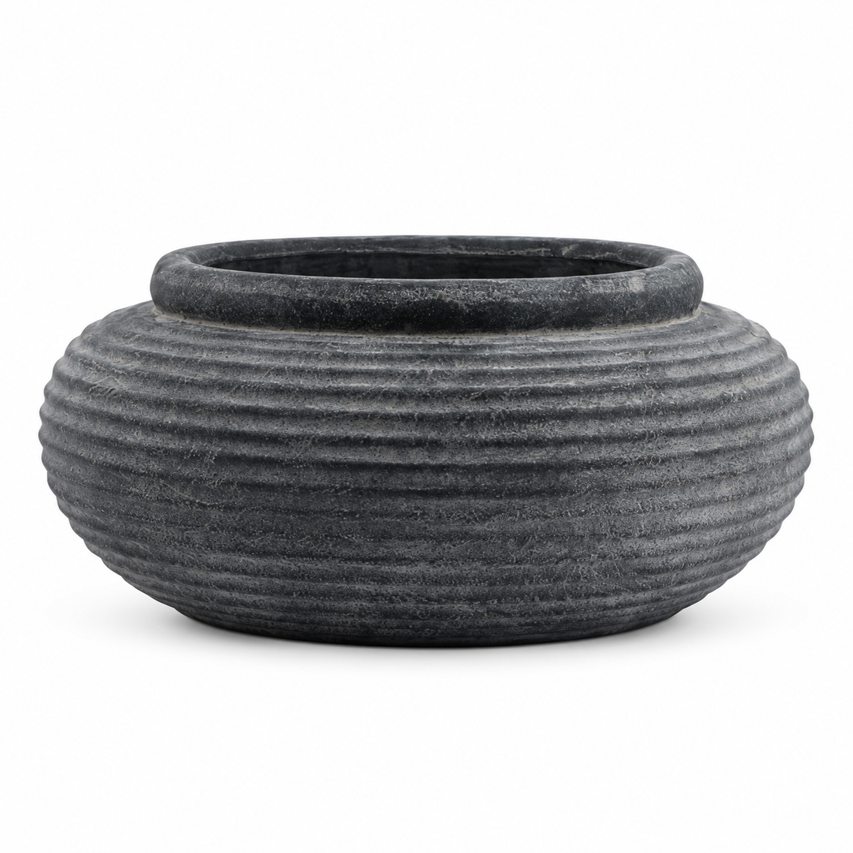 Siena Grey & Brown Round Ribbed Planter