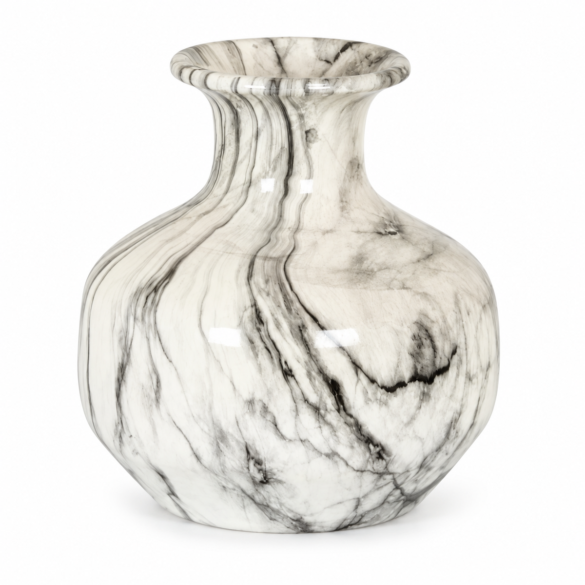 Marble Effect Ellipse Squat Vase