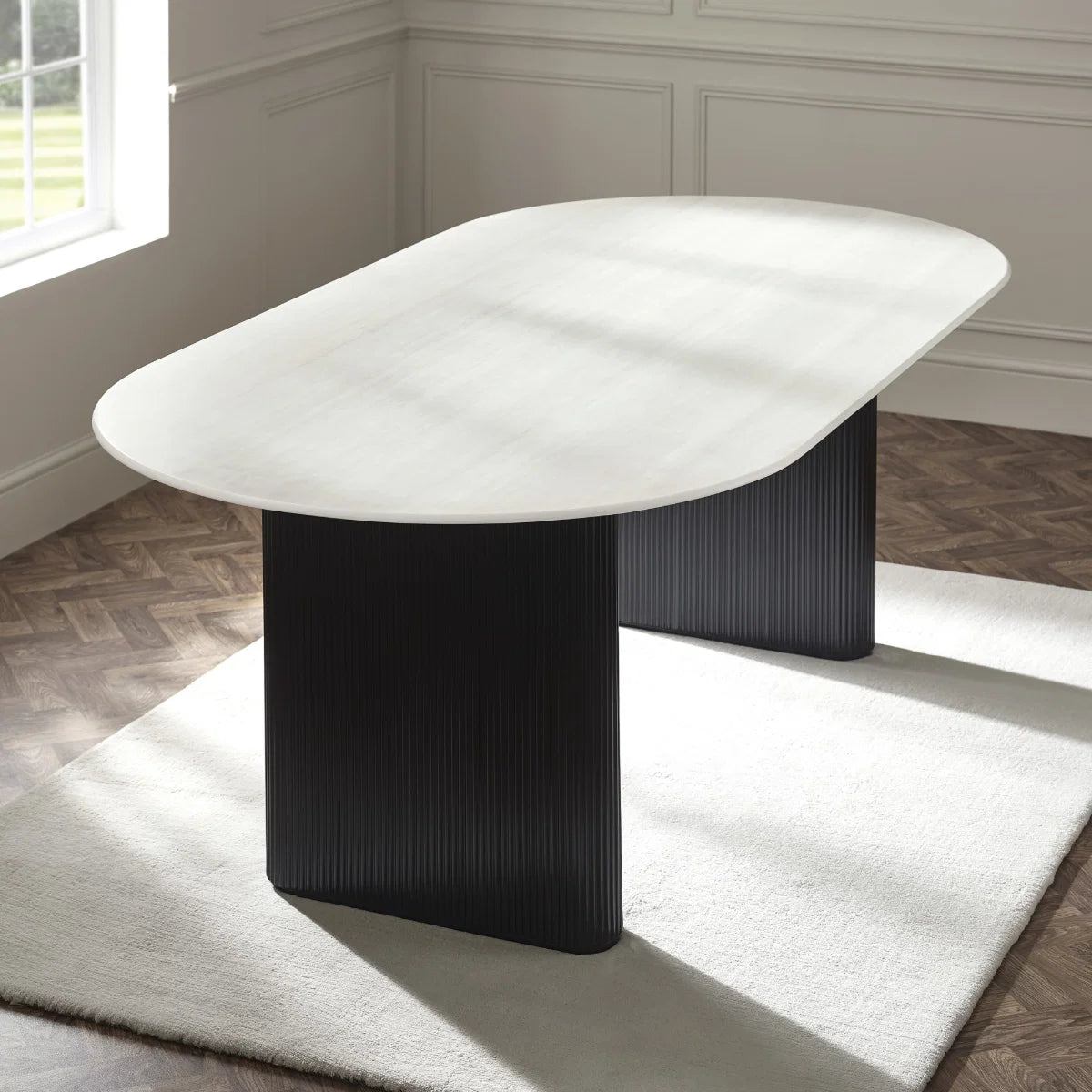 Belgravia White Glass Dining Table - 220cm