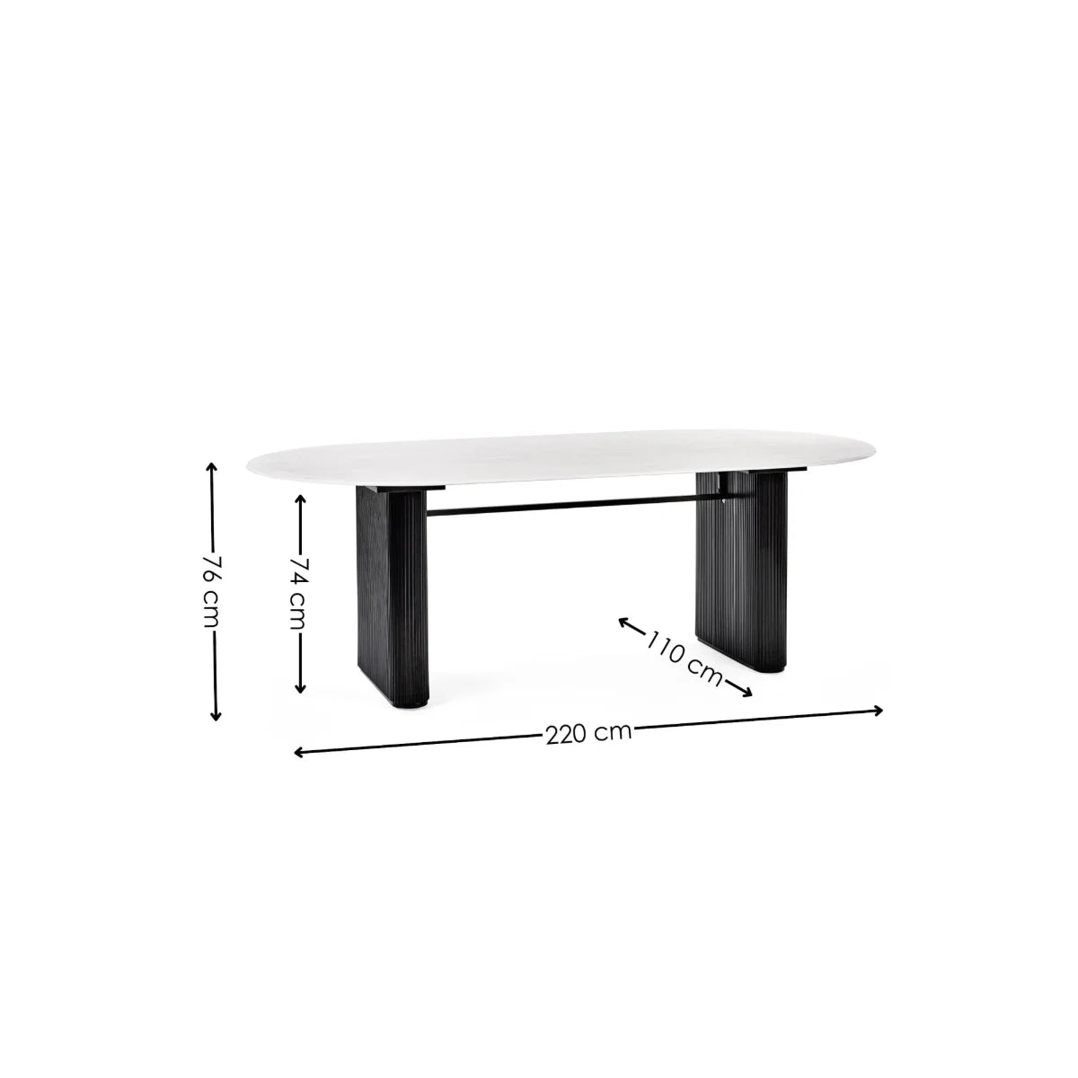 Belgravia White Glass Dining Table - 220cm