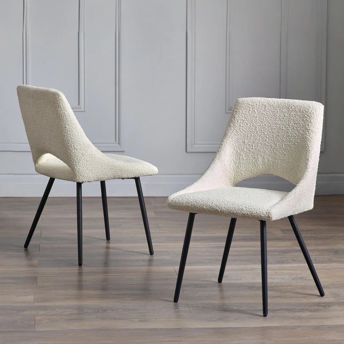Set Of 2 Iris Boucle Dining Chairs