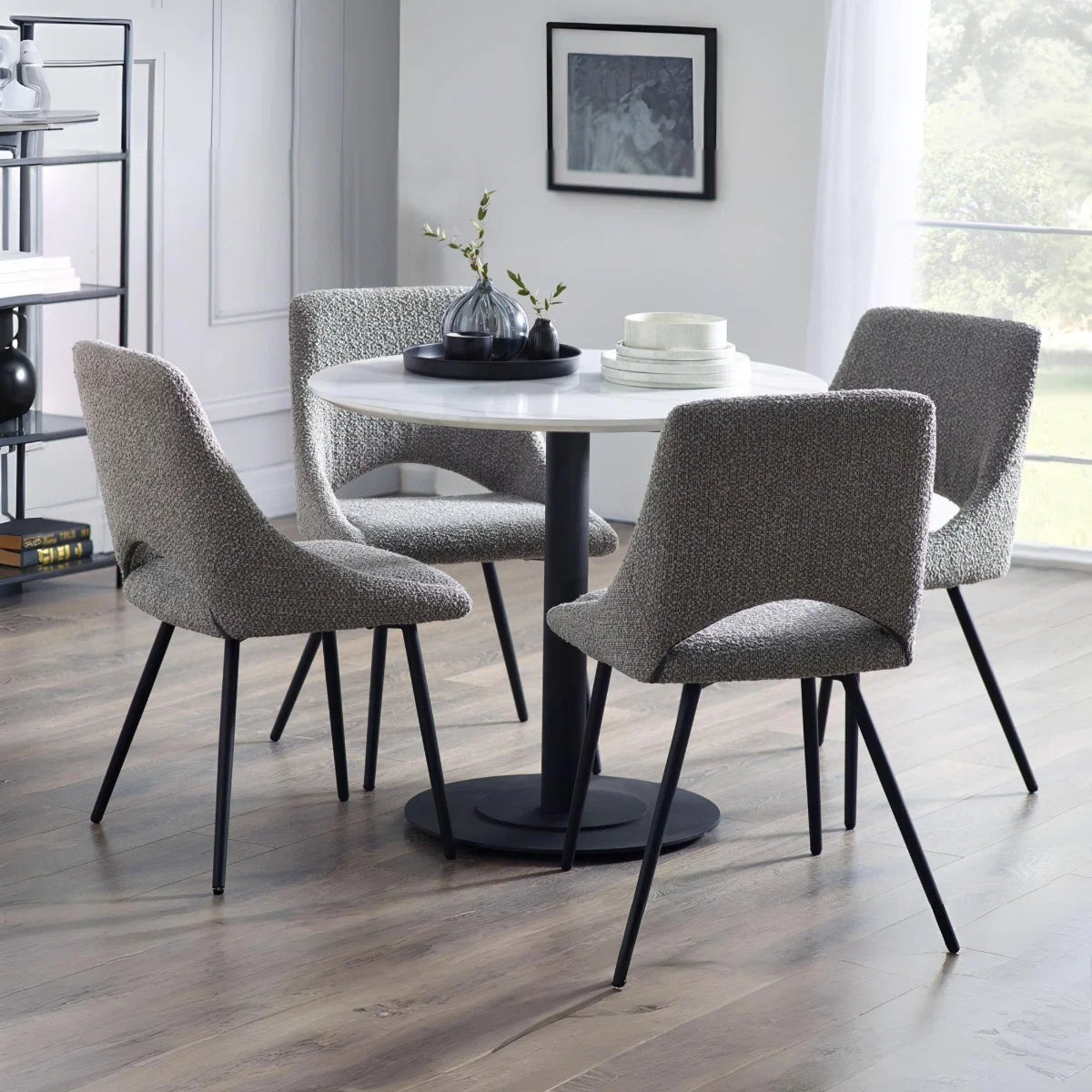 Set Of 2 Iris Boucle Dining Chairs