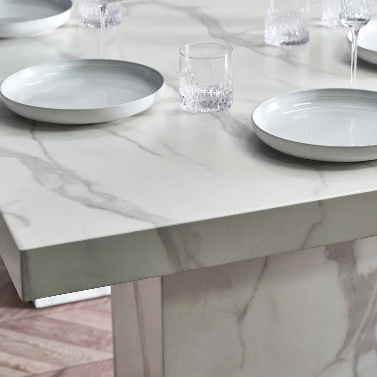 Roman White/Black Marble Effect Dining Table - 180cm