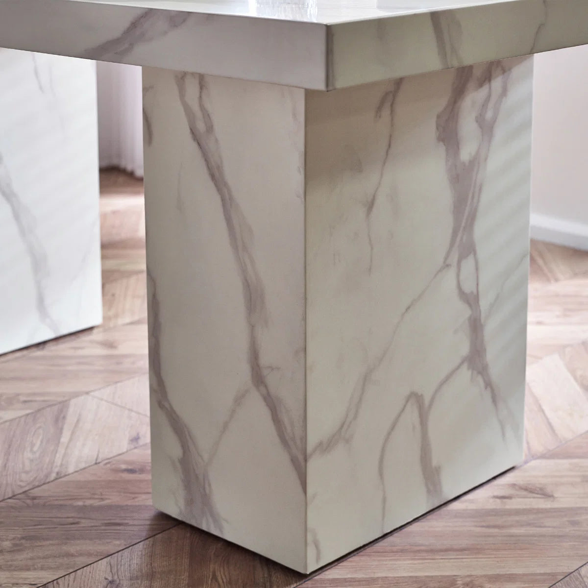 Roman White/Black Marble Effect Dining Table - 180cm