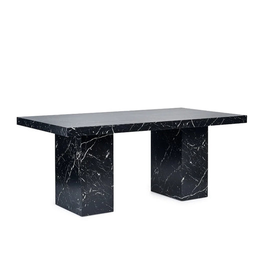 Roman White/Black Marble Effect Dining Table - 180cm