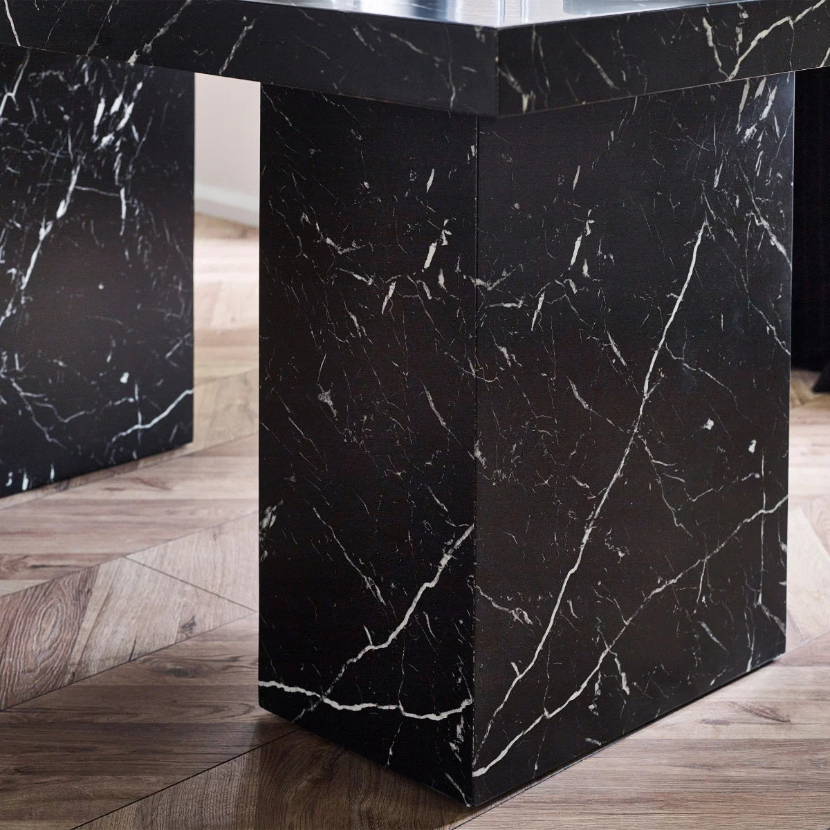 Roman White/Black Marble Effect Dining Table - 180cm