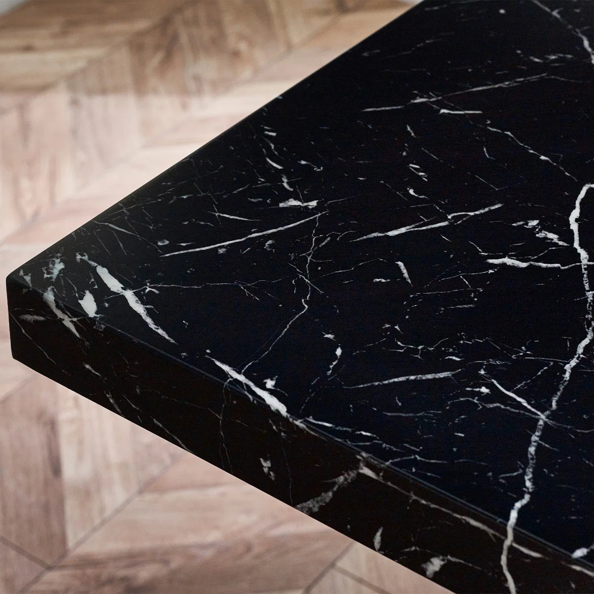 Roman White/Black Marble Effect Dining Table - 180cm