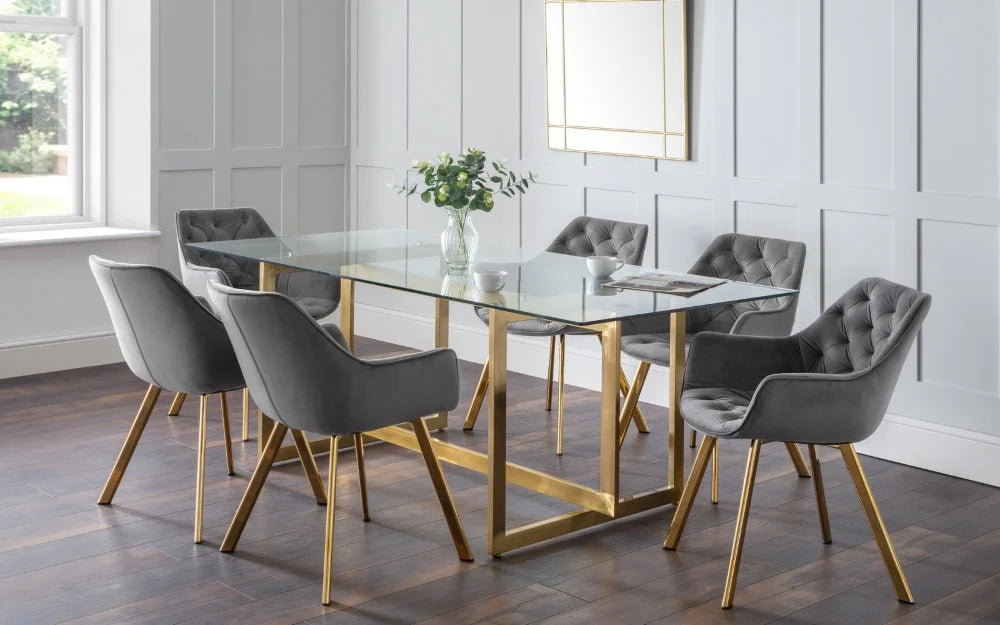 Minthis Glass Top Gold Frame Dining Table - 200cm