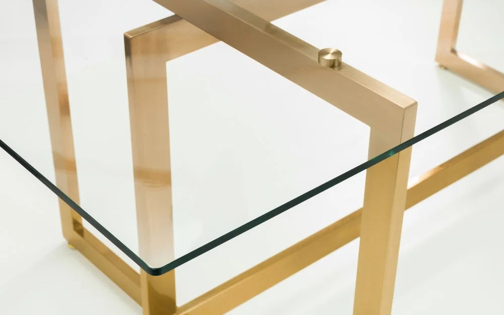 Minthis Glass Top Gold Frame Dining Table - 200cm