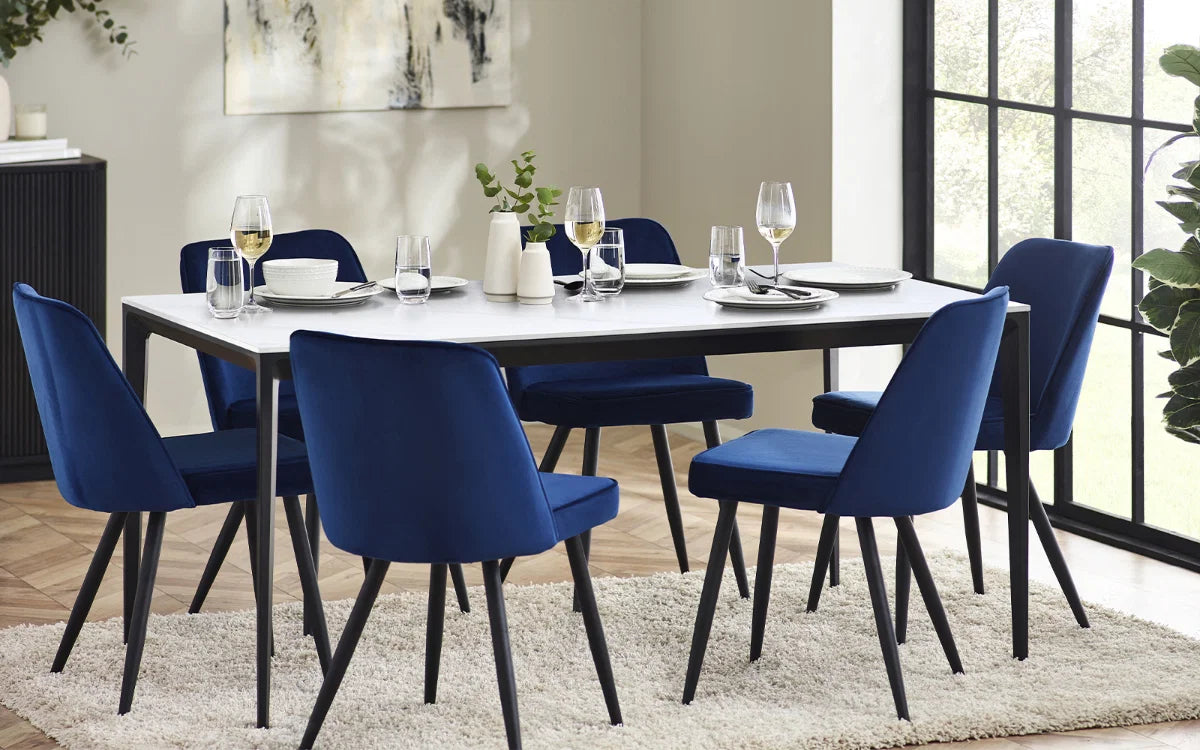 Miami White/Slate Grey Sintered Stone Top Dining Table - 120cm