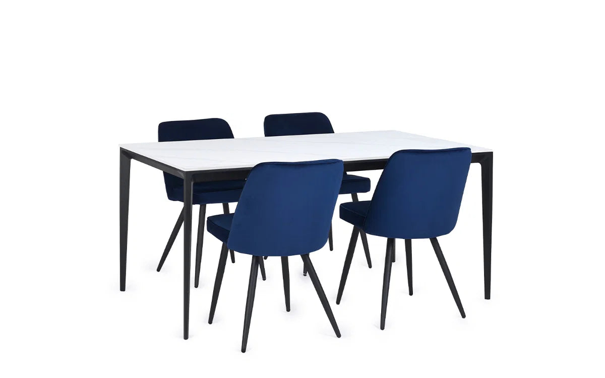 Miami White/Slate Grey Sintered Stone Top Dining Table - 120cm