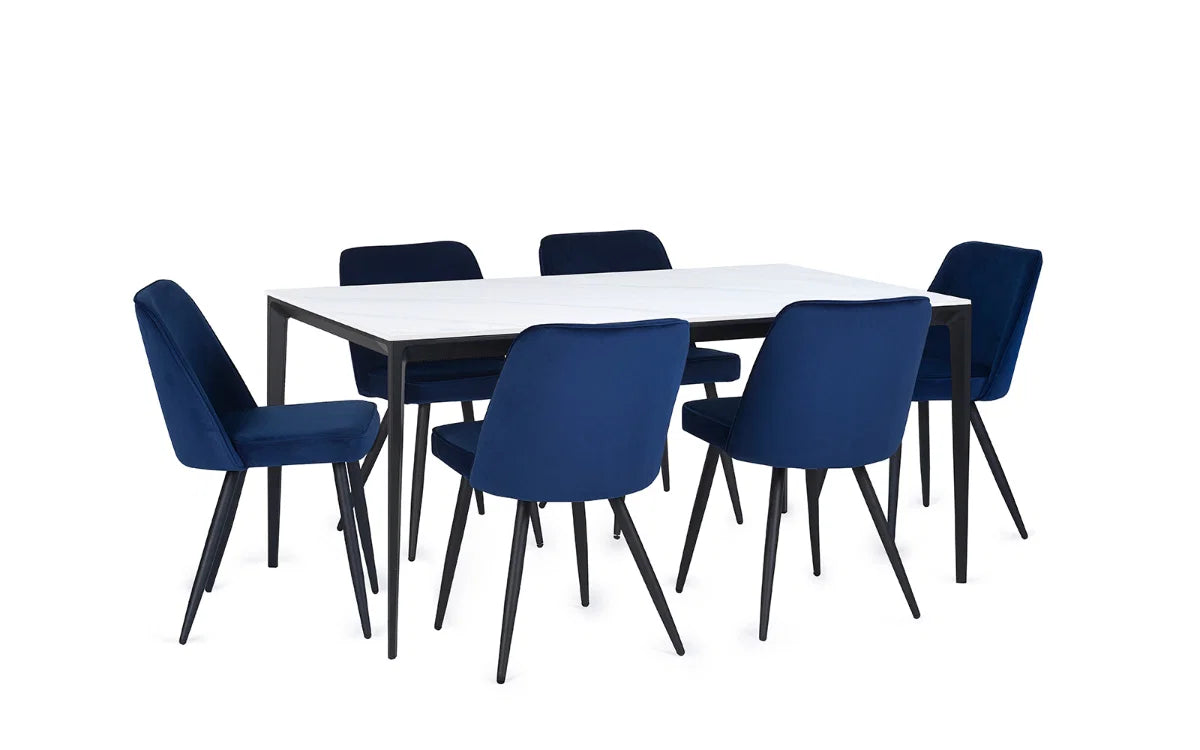Miami White/Slate Grey Sintered Stone Top Dining Table - 120cm