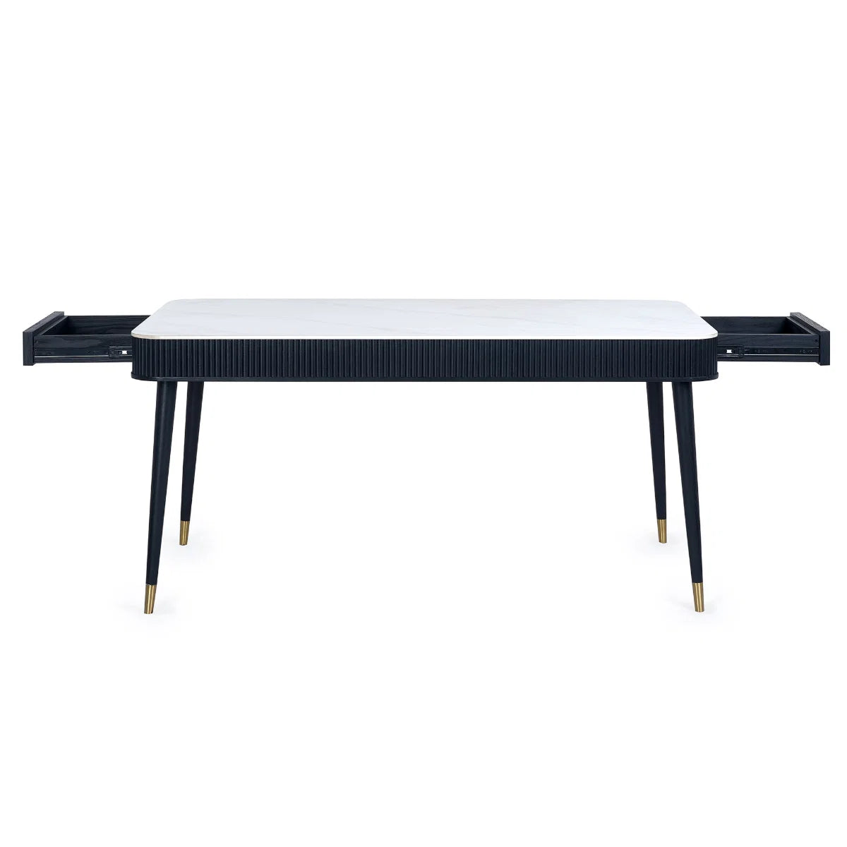 St.Tropez Fluted Stone Top Dining Table With Drawers - 160cm