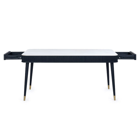 St.Tropez Fluted Stone Top Dining Table With Drawers - 160cm