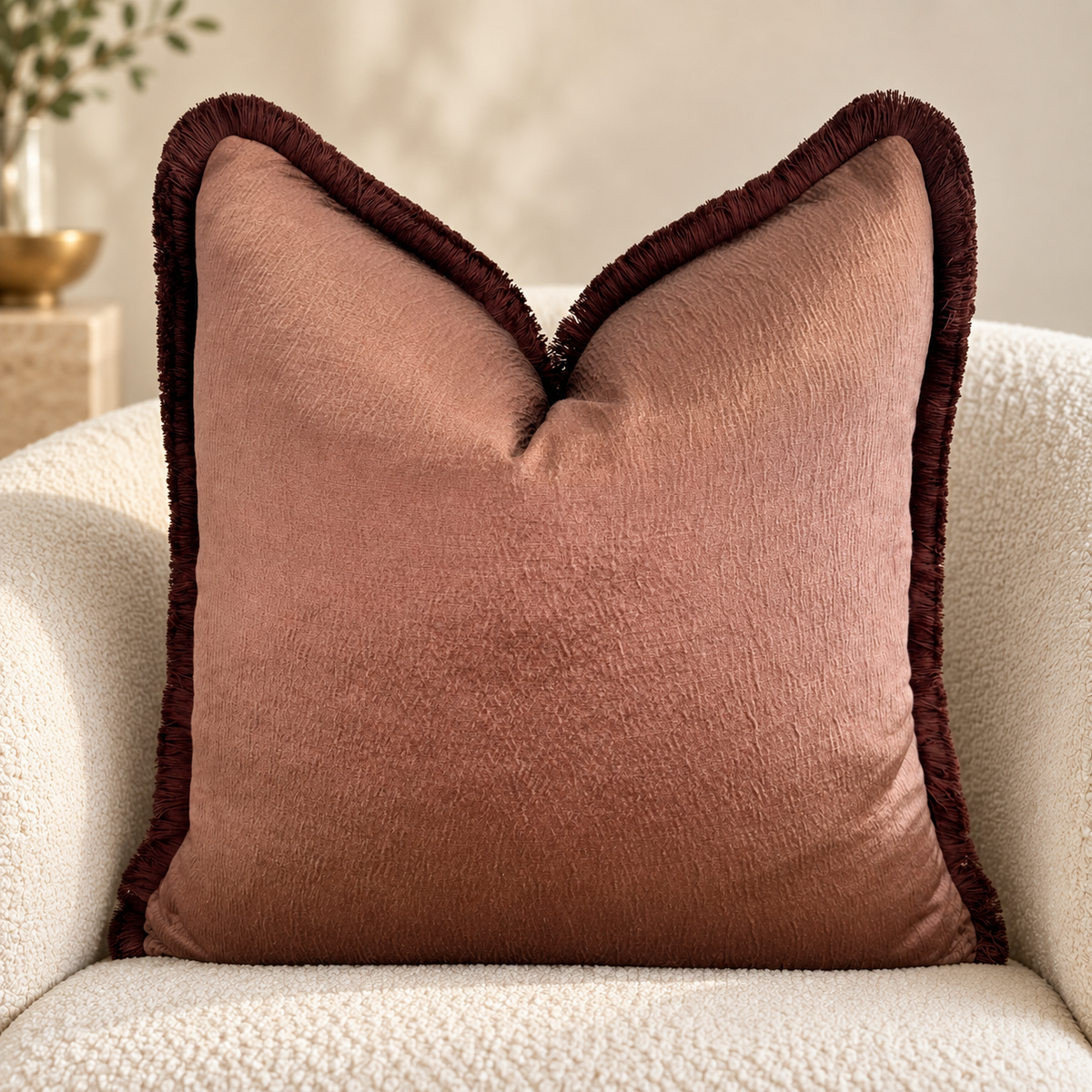 The Couture Cushion - The Mocha Laurent Fringed in Mocha - Style No. 211