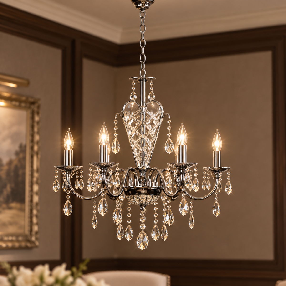 6 Arm Crystal Chandelier | Carrington