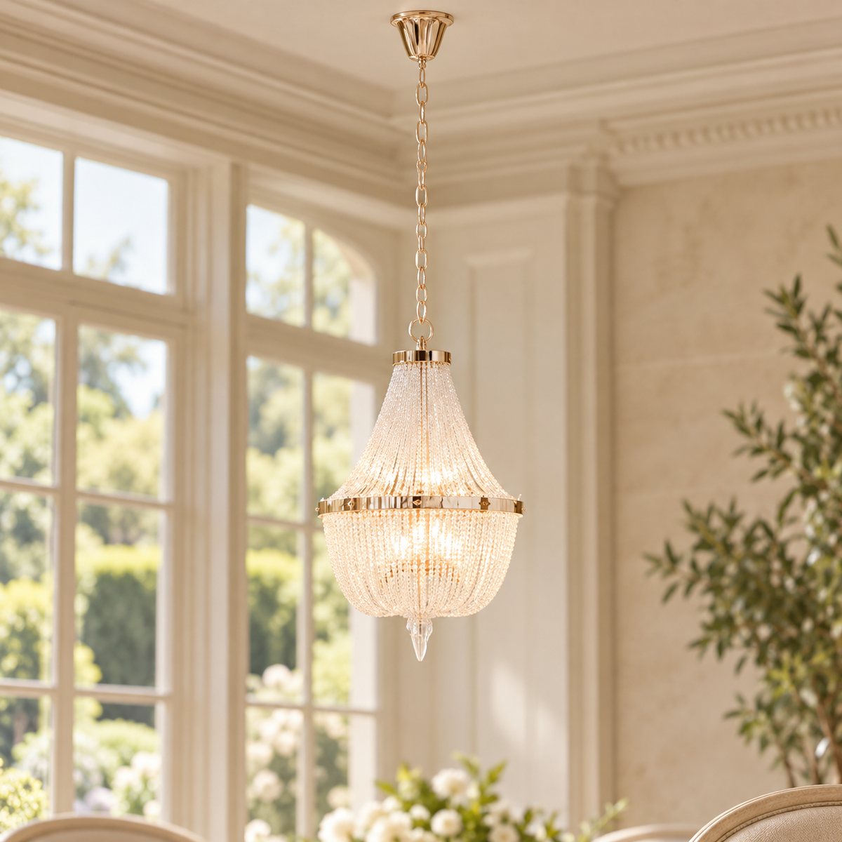 6 Light Chrome Chain Chandelier | Lerici