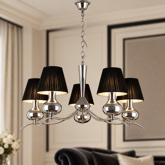 5 Arm Black Shades Pendant Light | Ravan