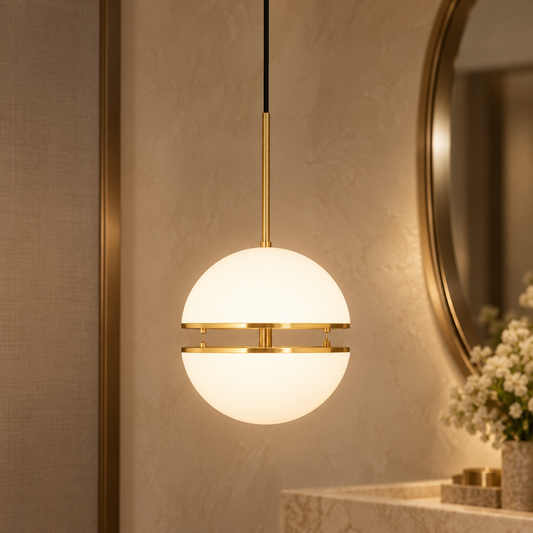 Abira Brushed Brass Finish Metal Ball Pendant Light
