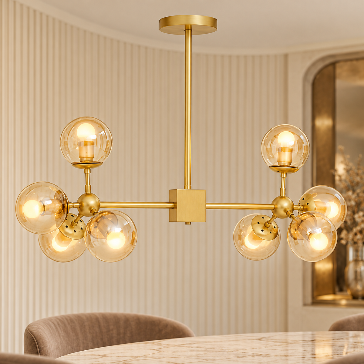 Gold 8 Arm Statement Pendant Light | Abira