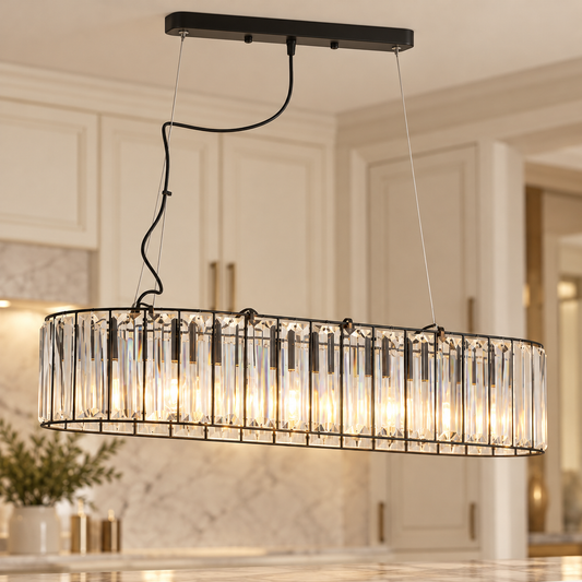 Akiko Black Finish and Glass 4 Bulb Pendant Light