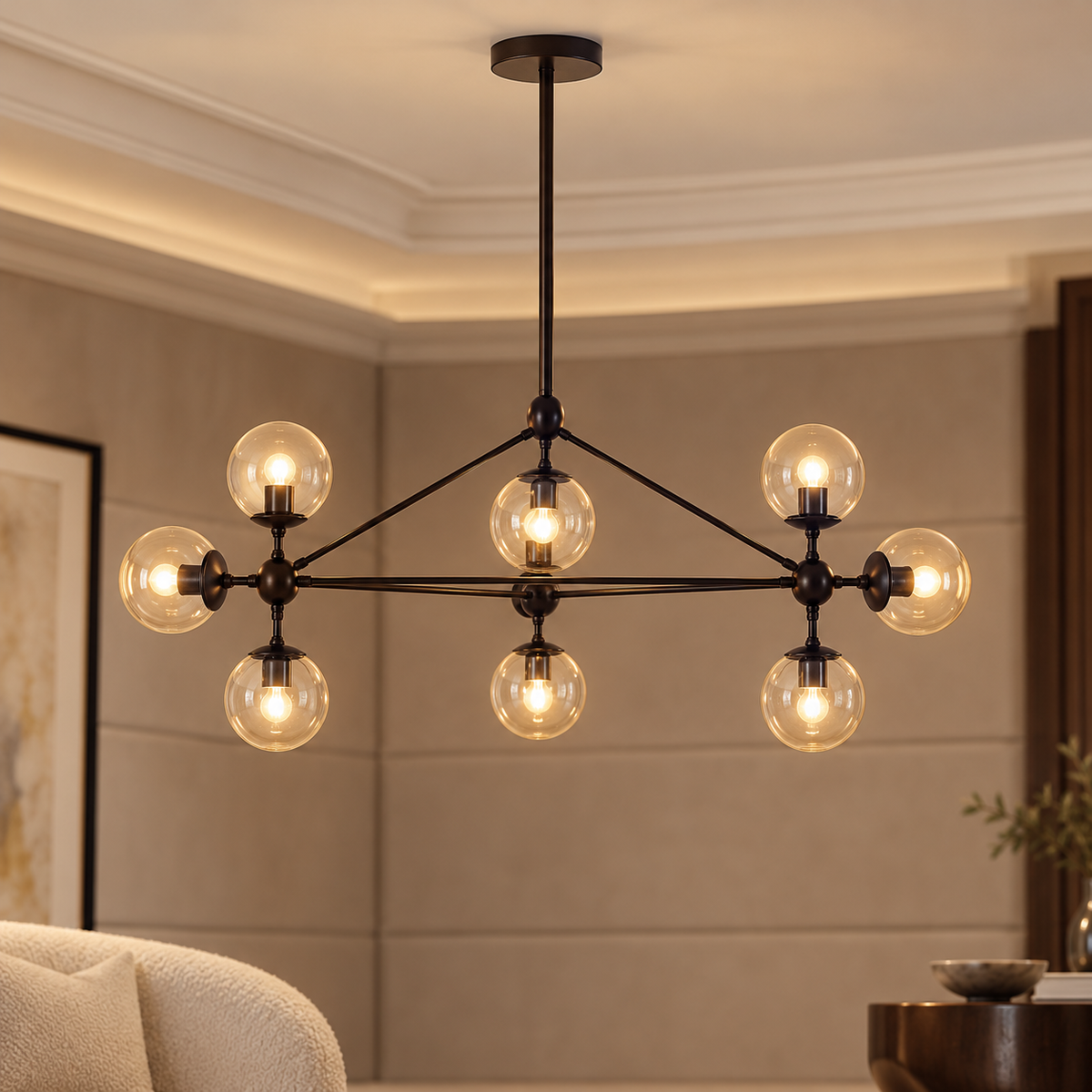 10 Arm Matte Black Pendant Light | Abira