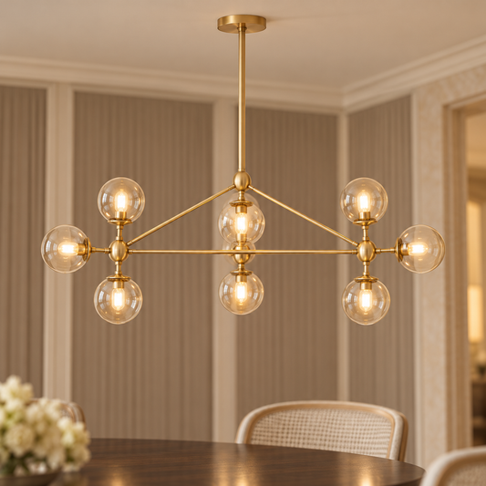 Abira Gold Finish and Glass 10 Bulb Pendant Light