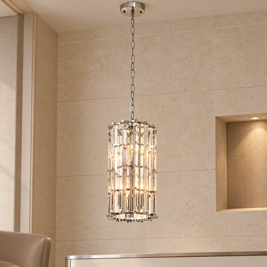 Chrome Finish Small Vertical Pendant Light | Karli