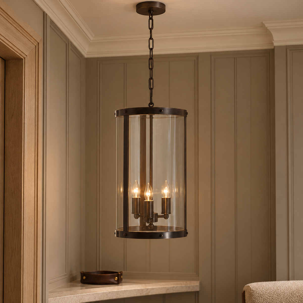 Black Finish Small Pendant Light with Hints of Gold | Hampstead