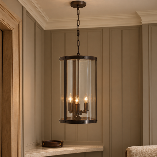 Black Finish Small Pendant Light with Hints of Gold | Hampstead