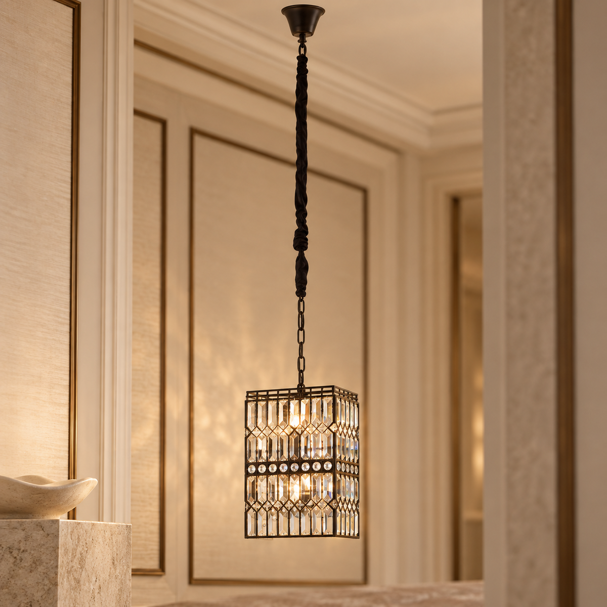 Black  Crystal 6 Light Pendant Light | Babylon