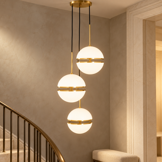Abira Brushed Brass Finish 3 Ball Pendant Light