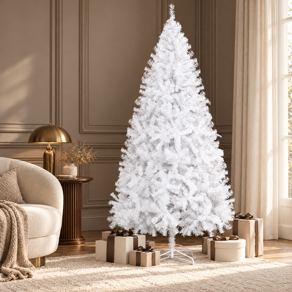 6FT Iron Leg White Christmas Tree with 400 Branches