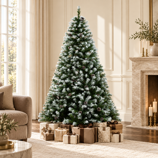 6FT Artificial Christmas Tree Pine Cones Xmas Home Deco Automatic Open Green