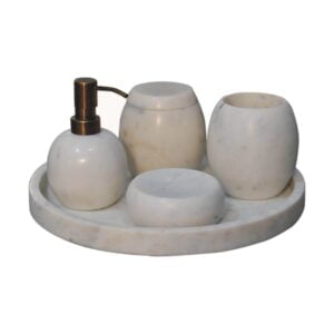 5 Piece Rounded Marble Bathroom Set