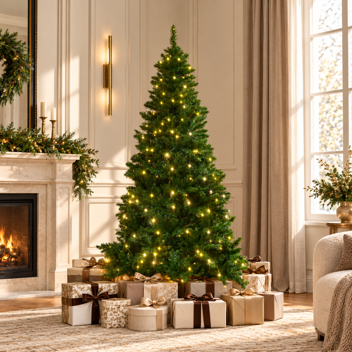 6FT Christmas Tree Warm White LED Light Holiday Home Decoration, Green