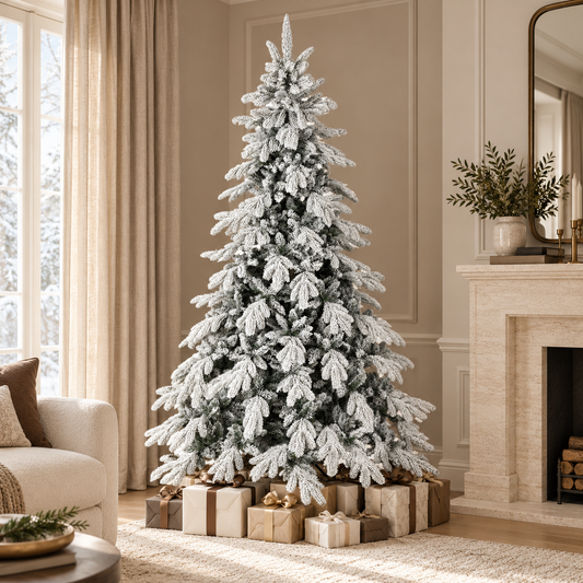 7ft Super Flocked Christmas Tree - Green/White