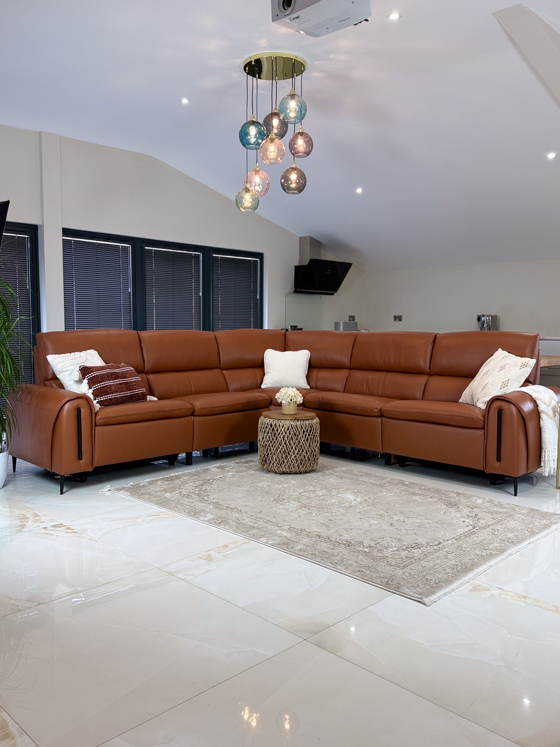 Arizona Electric Recliner Sofa Tan Large Corner
