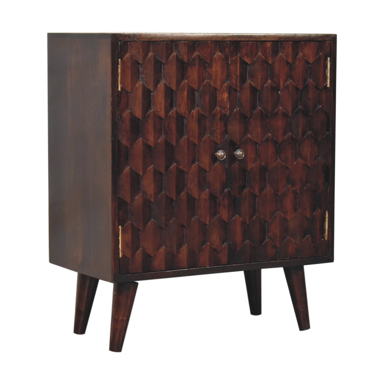 Mini Pineapple Carved Walnut Cabinet