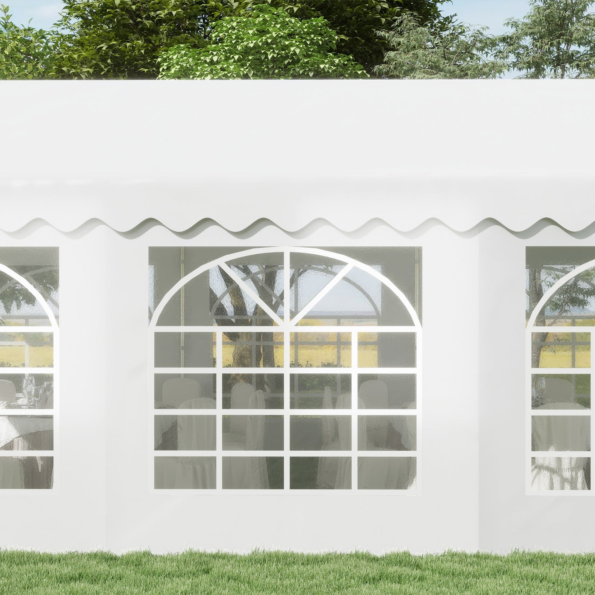 6m x 4m Garden Gazebo, Galvanised Marquee Party Tent with Removable Sides and Windows for Parties, Wedding and Events, White