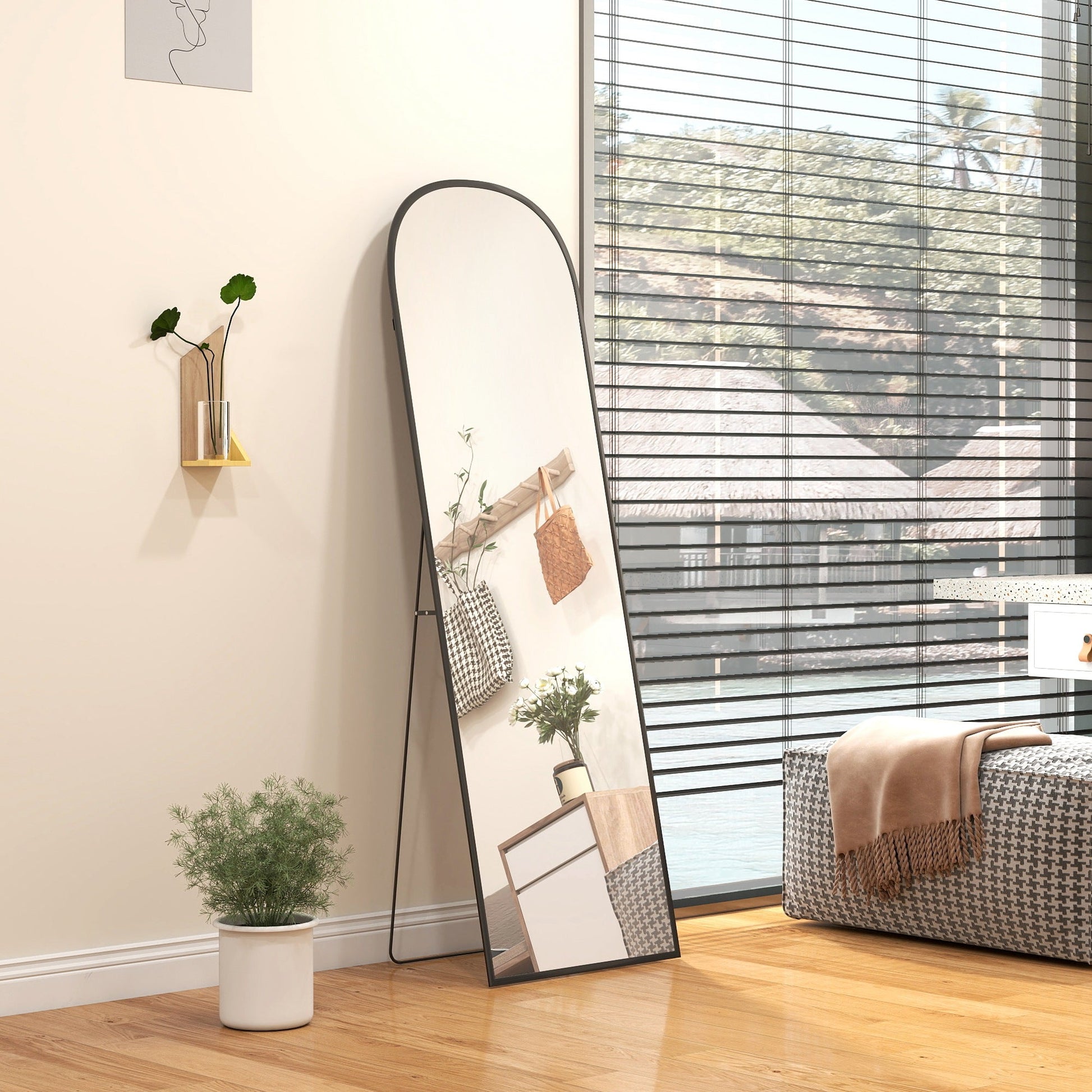 Aluminium Frame Standing Mirror - Black