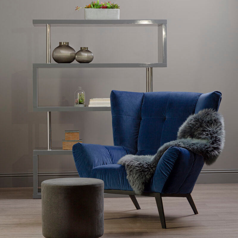 Maze Grey Gloss Finish 4 Tier Wide Shelf Unit