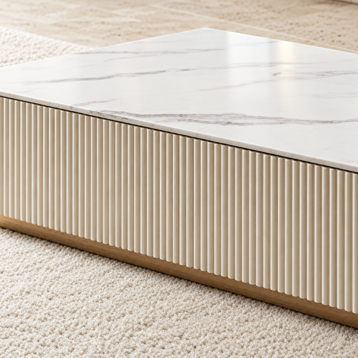 Chelsea Fluted Sintered Stone Top 4 Drawer Coffee Table